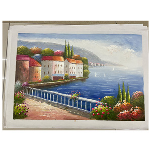 Pinturas al Óleo sobre Lienzo 100% Pintadas a Mano con Vista al Mar Mediterráneo para Sala de Estar, Acuarela, Naturaleza Muerta - Product Image 4