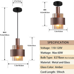 E27 Lampe Suspendue en Verre Style Moderne Minimaliste Suspension Café Salle À Manger Maison Chambre Chambre Décoration Lumières <span class=keywords><strong>Fil</strong></span> Réglable - Product Image 5