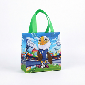 Football PP Woven <b>Tote</b> Bag Waterproof Cartoon Print Shoulder Handles with Souvenir Clothing Storage and <b>Travel</b> Daily Use - Product Image 1