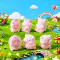 Populaire 3D harsfiguren met flocking, hars ornamenten, schattige gevlokte camping varkens, hars accessoires, flocking hars dieren, hars charms