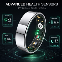 Bague connectée intelligente en acier étanche IP68 avec suivi de santé, contrôle via application iOS, autonomie de 5 à 10 jours, fréquence cardiaque, tension artérielle, sommeil