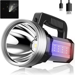 CITICITY Searchlight Powerful, Dual <b>Switch</b> with COB Side <b>Lights</b> Red Blue Flashing High Lumens for Outdoor Adventure, Emergency - Product Image 1
