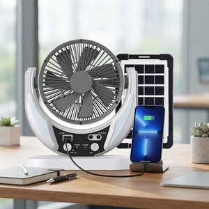 Ventilateur solaire sur pied, ventilateur de voiture solaire rechargeable par USB avec lumière - Product Image 1