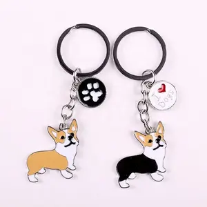 Bán buôn sáng tạo thép không gỉ Dog Keychain sơn vòng chìa khóa với men in ấn lưu niệm và quà tặng phụ kiện cho vật nuôi