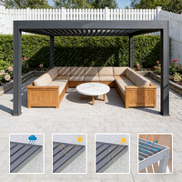 Pergola en aluminium thermolaqué écologique avec toit rétractable électrique à commande à distance et éclairage LED
