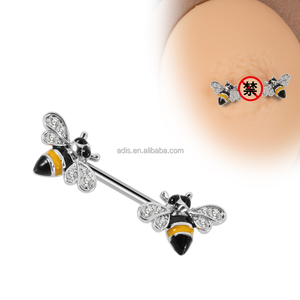 14G baja bedah perhiasan wanita elegan batu CZ kepingan salju puting barbel tindik - Product Image 2