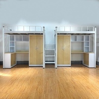 Lit superposé moderne et durable avec structure métallique, table d'étude et armoire de rangement pour l'école, l'hôpital, le dortoir