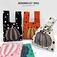 Sac à main tricoté tendance en forme de citrouille, sac souple polyvalent, sacs fourre-tout populaires pour femmes, sac de shopping, mini sac fourre-tout tricoté