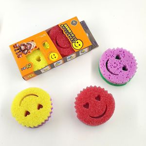 Double Layer Smiley Face Sponge <b>Magic</b> Cleaner For Kitchen Dishwashing Super Absorbent Multi Purpose - Product Image 1