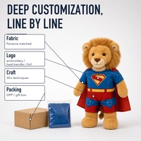 Accessoires de poupée lion super-héros en coton doux personnalisés, vêtements amovibles, combinaison et cape pour enfants, cadeaux d'anniversaire, vente en gros