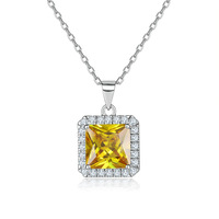 Fournisseur de bijoux sur mesure, collier en argent sterling 925 avec pendentif en zircone taille princesse