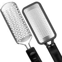 Premium 2 pièces ensemble acier inoxydable râpe pied fichier pédicure exfoliation outils callosités pieds épurateur pour peau dure