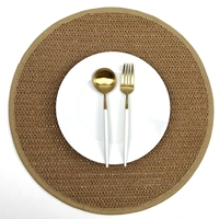Napperon rond 38cm en papier naturel en raphia