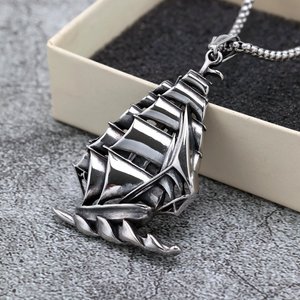 Collar Unisex con Colgante de Velero de Acero Inoxidable, Amuleto Temático, Regalo, Joyería, Accesorio de Moda - Product Image 4