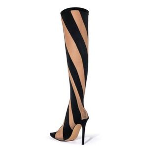Women Handmade Mesh Long Thigh High Boots High Heel <b>Sock</b> Shoes Ladies Stretch Over-Knee Boots Pointy Toe - Product Image 6