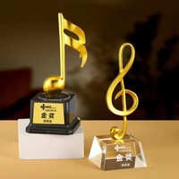 Piala Not Musik Emas - Penghargaan Kristal & Resin Kustom untuk Kompetisi Menyanyi, Resital Piano, dan Pertunjukan Musik