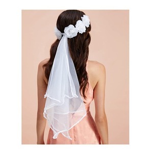 Corona Floreale con Velo per Sposa, Accessorio per Addio al Nubilato, Servizio Fotografico, Matrimonio e Festa Nuziale - Product Image 2