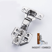 Charnières hydrauliques en acier inoxydable pour porte, amortisseur, fermeture douce, porte de placard, quincaillerie de meubles, modèle 18 mm