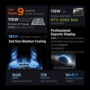 โน้ตบุ๊กเกมมิ่ง Legion R7000P AMD Ryzen9 Series RTX5060/RTX5070 หน้าจอ 240Hz 16 นิ้ว จอกว้าง คัลเลอร์แกรมมัทส์ ความละเอียดสูง อัตรารีเฟรชสูง ขนาด 16 นิ้ว - Product Image 4