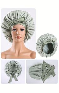 Gorro de Satén de Doble Capa de Seda con Banda Elástica Ajustable para Cabello Rizado, con Scrunchie, Regalo Promocional - Product Image 2