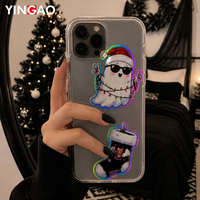 Autocollant de Noël personnalisé effrayant, autocollant cadeau holographique, autocollant en vinyle arc-en-ciel imperméable, autocollants découpés à la forme de crâne fantôme mignon et effrayant Kawaii