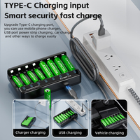 PUJIMAX Chargeur de Batterie Intelligent AA AAA avec 8PCS 4255mwh Recyclage de Batterie Lithium-ion 1.5V AA Batterie Rechargeable