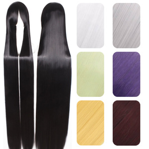 Pelucas de 150 cm de largo, lisas, gruesas, naturales, de 700 g, transparentes, resistentes al calor, para hombres y mujeres, en negro, blanco, plateado, rojo, amarillo, universales. - Product Image 1