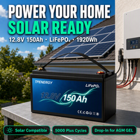 Batería TPENERGY LiFePO4 de 12V 150Ah, Configuración 4S, Sistema de Almacenamiento Solar para el Hogar, Ligera, Reemplazo Directo