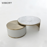 WBERT Table basse italienne de luxe en cuir et métal Rock Board Simple moderne haut de gamme créative haut de gamme Design bas pour le salon