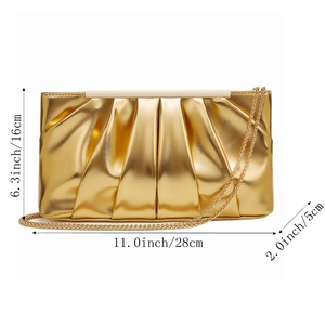Bolso de Mano Cuadrado Plisado de Lujo para Mujer, de Cuero PU, para Eventos Formales, Cenas y Citas - Product Image 2