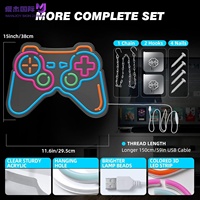 Enseigne néon en forme de manette de jeu alimentée par USB, lumière LED bleue à 6 niveaux de luminosité réglable, décoration murale pour salle de jeux, adolescents, garçons et décoration intérieure