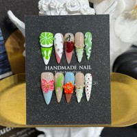 Venta al por Mayor de 10 Uñas Postizas Acrílicas 3D de Cobertura Completa con Pegamento, Formas Prediseñadas (Almendra/Ataúd/Cuadradas), Material PMMA