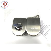 Serrure de porte en verre moderne en acier inoxydable brossé avec levier à came et support de verre