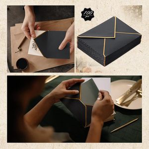 Sobres de invitaciones elegantes con solapa en V A7 con borde dorado para tarjetas de regalo de boda fiestas de graduación Baby Shower - Product Image 3