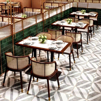 Moderne minimalistische Design-Restaurant-Essgruppen: Halbrunde Holzbank-Sofas für Teehäuser und Hot-Pot-Restaurants