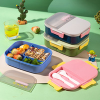 Hochwertiges koreanisches Kinder-Thermo-Lunchbox-Set 1200ML Wiederverwendbare auslaufsichere Bento-Box aus Kunststoff mit Snack-Besteck
