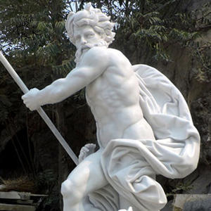 Tallado a mano famoso mármol blanco dios griego Neptuno Poseidón estatua escultura para jardín decorativo - Product Image 2