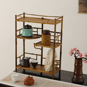 Imitation Qing Dynasty Plum Blossom and Bamboo Tea Shelf, Sanjiu Multitreasure Pavilion, Antique Display Shelf, Tea Sets and - Product Image 3
