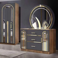 Ensemble de chambre à coucher de style turc, lit king size de luxe, chambre principale, cadre en bois, ensemble de meubles de chambre à coucher contemporains et modernes