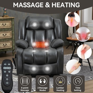 <span class=keywords><strong>Fauteuil</strong></span> inclinable électrique gris en similicuir à double moteur, 350 lb, avec télécommande, massage et chaleur, pour la relaxation dans le salon - Product Image 2