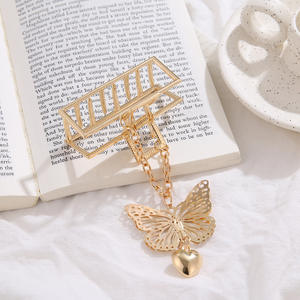 Pinza de pelo de mariposa de <span class=keywords><strong>Metal</strong></span> de moda con cadenas pinza de pelo de aleación oro y plata pinzas de pelo grandes niñas - Product Image 4