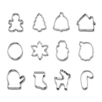 Lot de 12 emporte-pièces de Noël en acier inoxydable – Formes de bonhomme en pain d'épices et d'arbre – Coupe-biscuits métalliques pour fêtes