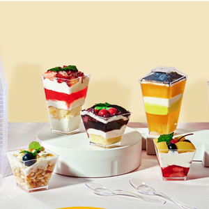 Gobelet à dessert moderne jetable et récipient en plastique avec couvercle, pour pudding, gelée et tiramisu, en polystyrène PS - Product Image 2