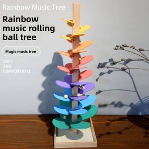 Árbol Musical Arcoíris INS de Madera, Juego de Bolas Rodantes Desmontables, Juguete Educativo Temprano para <span class=keywords><strong>el</strong></span> Reconocimiento de Colores <span class=keywords><strong>y</strong></span> Diversión en <span class=keywords><strong>el</strong></span> Montaje - Product Image 3