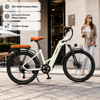 Vélo Électrique Femme 36V 400W Moteur Arrière Brushless Batterie Lithium Cadre en Acier Carbone Vélo Urbain Pliant 24/26 Pouces