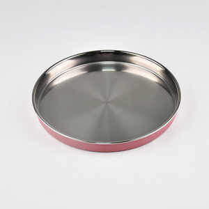Platos de cena y aperitivos antideslizantes de acero inoxidable de 9 pulgadas con funda de silicona Aptos para lavavajillas Comedor para niños Diseño no dividido - Product Image 2