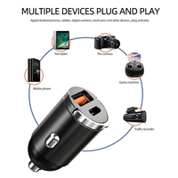 Chargeur de voiture rapide 100W PD QC3.0 Type-C, chargeur de voiture rapide USB, chargeur de voiture mini en alliage d'aluminium
