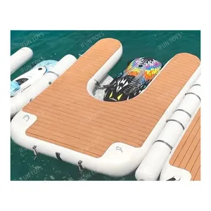 Drop Stitch Materiaal U Vorm Werf Opblaasbare Ponton Boot Dock Water Jet Ski Dock Drijft Platform Te Koop