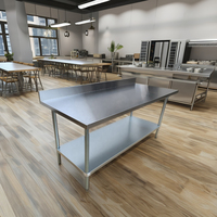 Table de travail pour cuisine commerciale Xiang Ying, certifiée NSF, surface brossée, pieds réglables en hauteur, étagère inférieure, fabrication artisanale