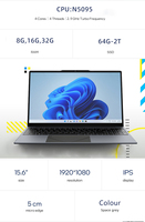 Laptop Barata Nueva de Marca N5095 con 1TB de Diseño Nuevo, Laptop Intel N5095 de 15.6 Pulgadas con Windows 11 para Negocios